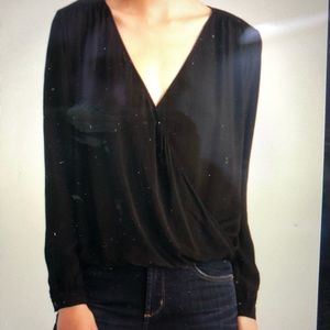 Black V Neck Blouse by Velvet